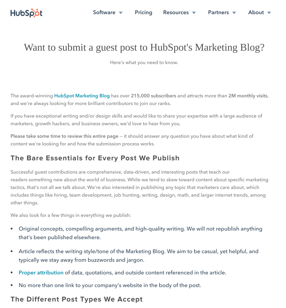 HubSpot Marketing Blog Guest Blogging Guidelines